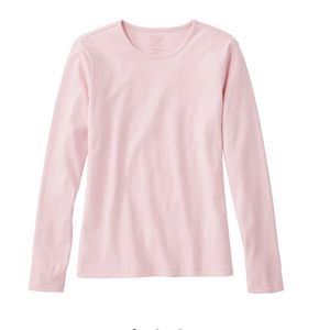 Pima Cotton Tee, Long-Sleeve Crewneck Pale Rose